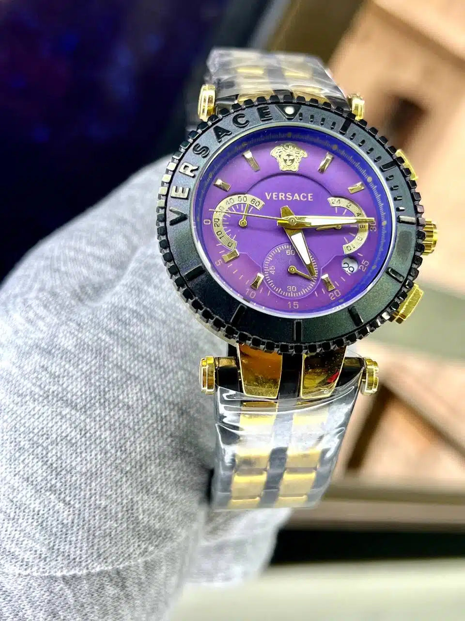Versace Watch For Women Gold & Purple